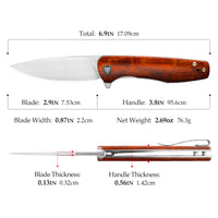 Складаний кишеньковий ніж Hornet-04G Axis Lock EDC, лезо 3,34 дюйма зі сталі 14C28N, ручка з мікарти