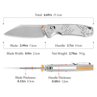 Firefly Ultra-ST Crossbar Lock EDC Folding Pocket Knife,2.99" Titanium Blade,Titanium Handle