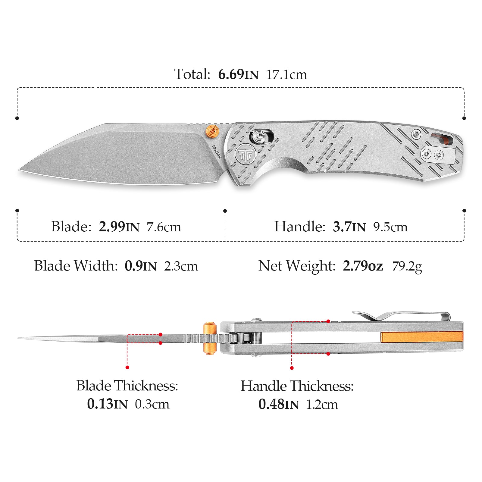 Firefly Ultra-ST Crossbar Lock EDC Folding Pocket Knife,2.99" Titanium Blade,Titanium Handle