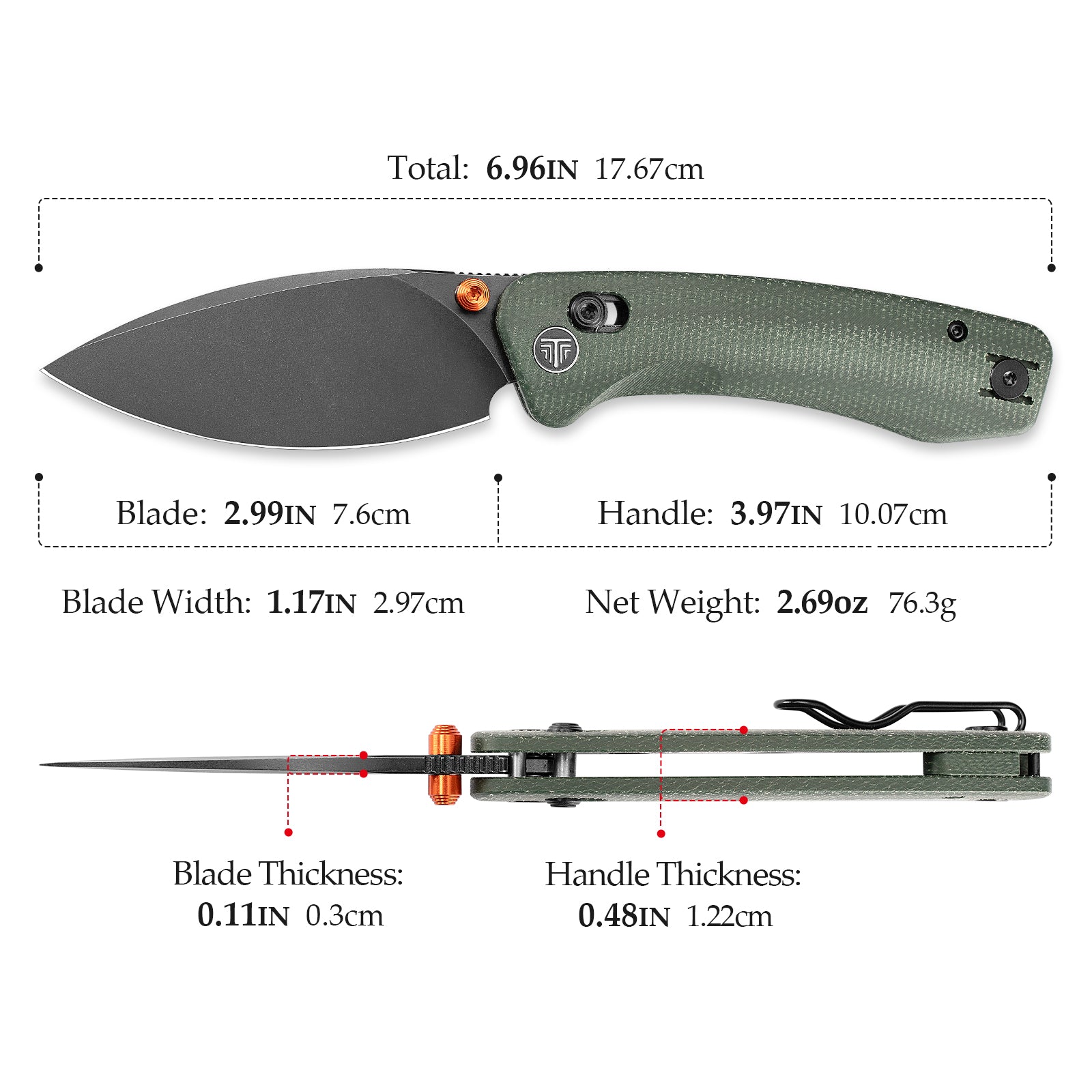 Koala Plus-GM Crossbar Lock EDC Folding Pocket Knife,2.99'' 14C28 Steel Blade, Micarta Handle