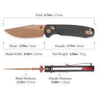 Butterfly-CG Crossbar Lock EDC Folding Pocket Knife,2.99'' 14C28N Steel Blade,Carbon Fiber G10 Handle