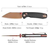 Складаний кишеньковий ніж Hornet-04G Axis Lock EDC, лезо 3,34 дюйма зі сталі 14C28N, ручка з мікарти