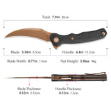 Lacerta-CG Liner Lock EDC Folding Pocket Knife 3.34'' 14C28N Steel Blade,Carbon fiber G10 Handle,Tiguass Design