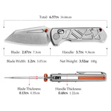 Skarn-W Crossbar Lock EDC Folding Pocket Knife,2.9'' M390 Steel Blade, Titanium Handle