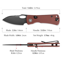 Andromeda-RG Button Liner Lock EDC Folding Knfe,2.3" 14C28N Steel Blade,G10 Handle