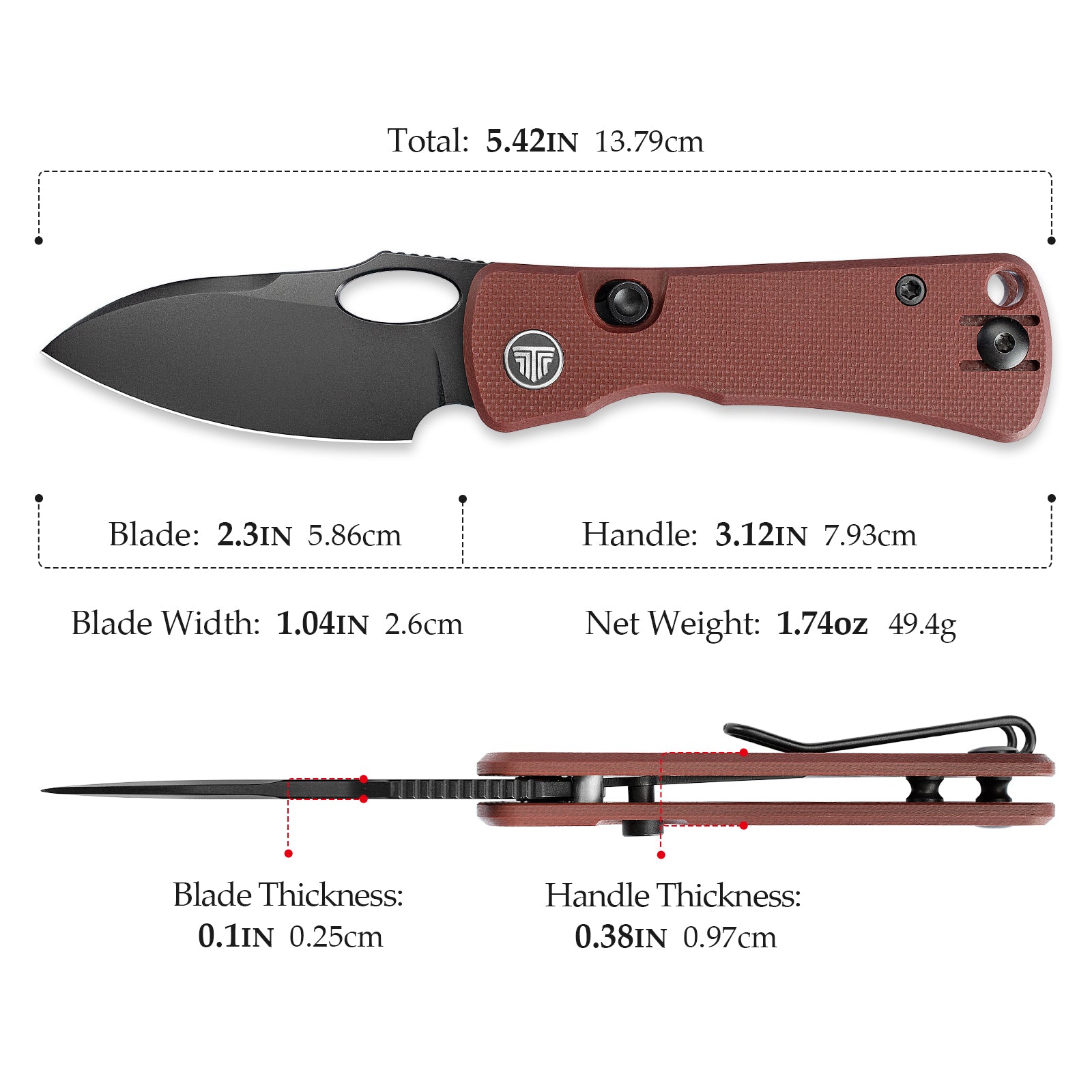 Andromeda-RG Button Liner Lock EDC Folding Knfe,2.3" 14C28N Steel Blade,G10 Handle