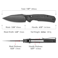 Складаний кишеньковий ніж Hornet-04G Axis Lock EDC, лезо 3,34 дюйма зі сталі 14C28N, ручка з мікарти