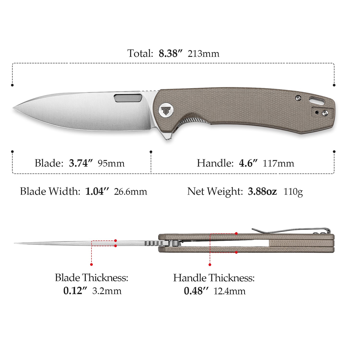 Columba-04GC Liner Lock,3.74" 14C28N Steel,Micarta Handle