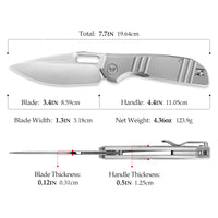 Gecko-P Liner Lock Folding Pocket Knife,Pearl and Satin Finished 3.4'' M390 Steel Blade,Titanium Handle