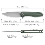 Hummingbird-GM Liner Lock EDC Folding Pocket Knife 2.99'' 14C28N Steel Blade,Micarta Handle
