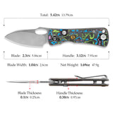 Andromeda Pro-PL Button Liner Lock EDC Folding Knfe,2.3" N690 Steel Blade,Fat Carbon Handle
