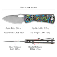 Andromeda Pro-PL Button Liner Lock EDC Folding Knfe,2.3" N690 Steel Blade,Fat Carbon Handle