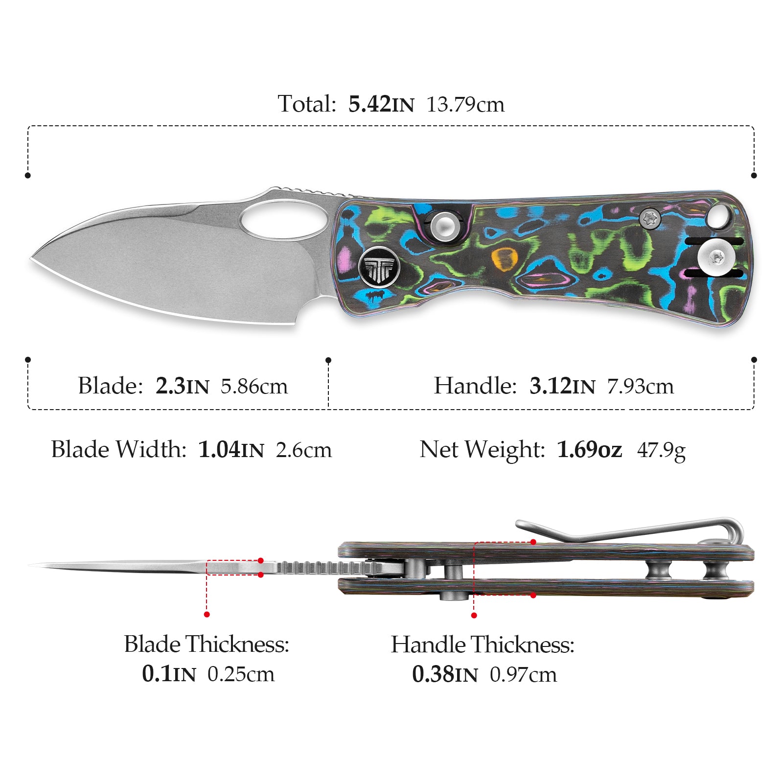 Andromeda Pro-PL Button Liner Lock EDC Folding Knfe,2.3" N690 Steel Blade,Fat Carbon Handle