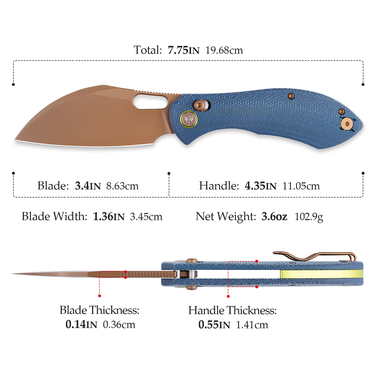 Batwing Plus-LM Crossbar Lock Folding Pocket Knife,3.4'' 14C28N Steel Blade,Micarta Handle