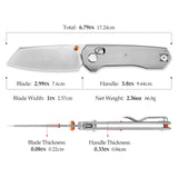 Scarab-S Crossbar Lock EDC Folding Pocket Knife,2.99" M390 Steel Blade,Titanium Handle