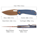 Gecko-LM Liner Lock Folding Pocket Knife,3.4'' 14C28N Steel Blade,  Micarta Handle