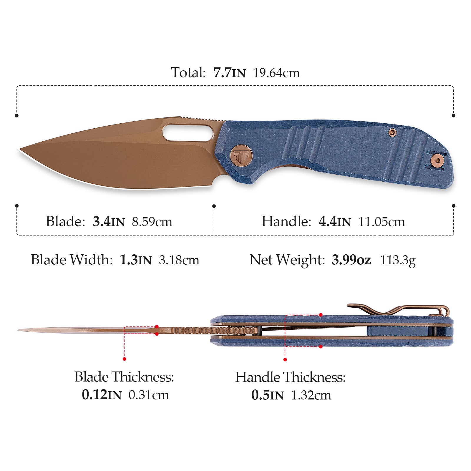 Gecko-LM Liner Lock Folding Pocket Knife,3.4'' 14C28N Steel Blade,  Micarta Handle