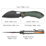 Batwing-GM Crossbar Lock Folding Pocket Knife,3.4'' 14C28N Steel Blade,Micarta Handle