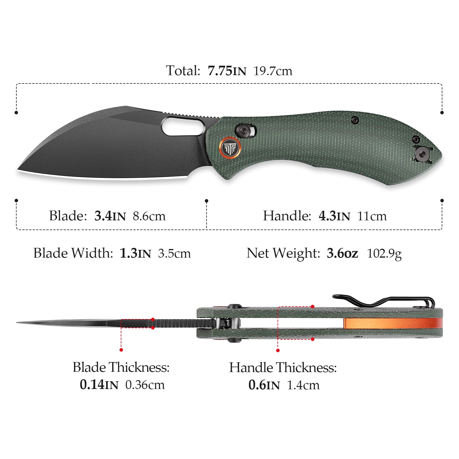 Batwing-GM Crossbar Lock Folding Pocket Knife,3.4'' 14C28N Steel Blade,Micarta Handle