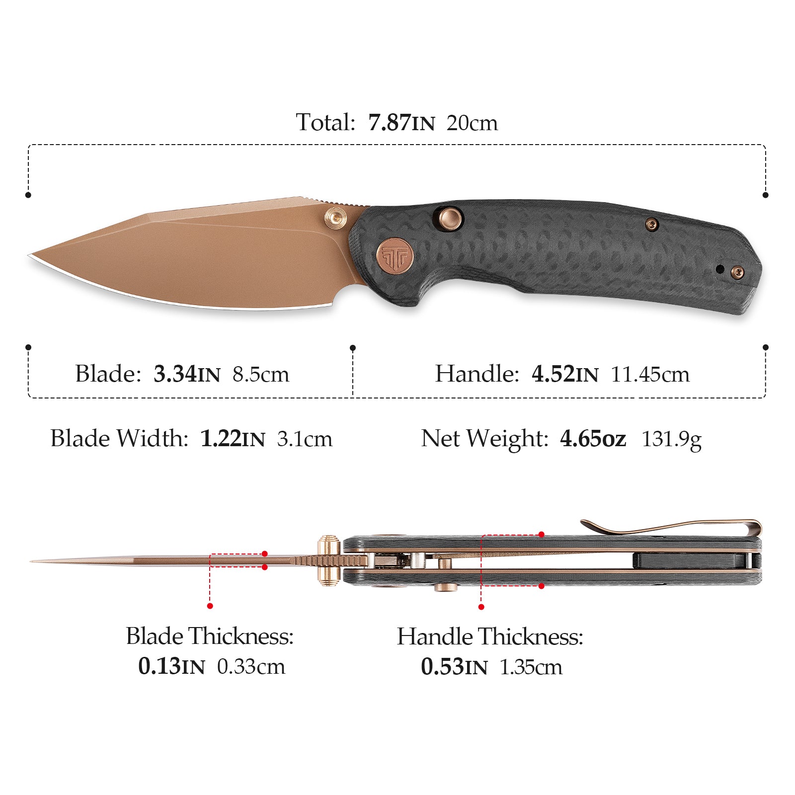 Hornet Pro-CG Button Line Lock EDC Folding Pocket Knife,3.34" 14C28N Steel Blade,Carbon Fiber G10 Handle