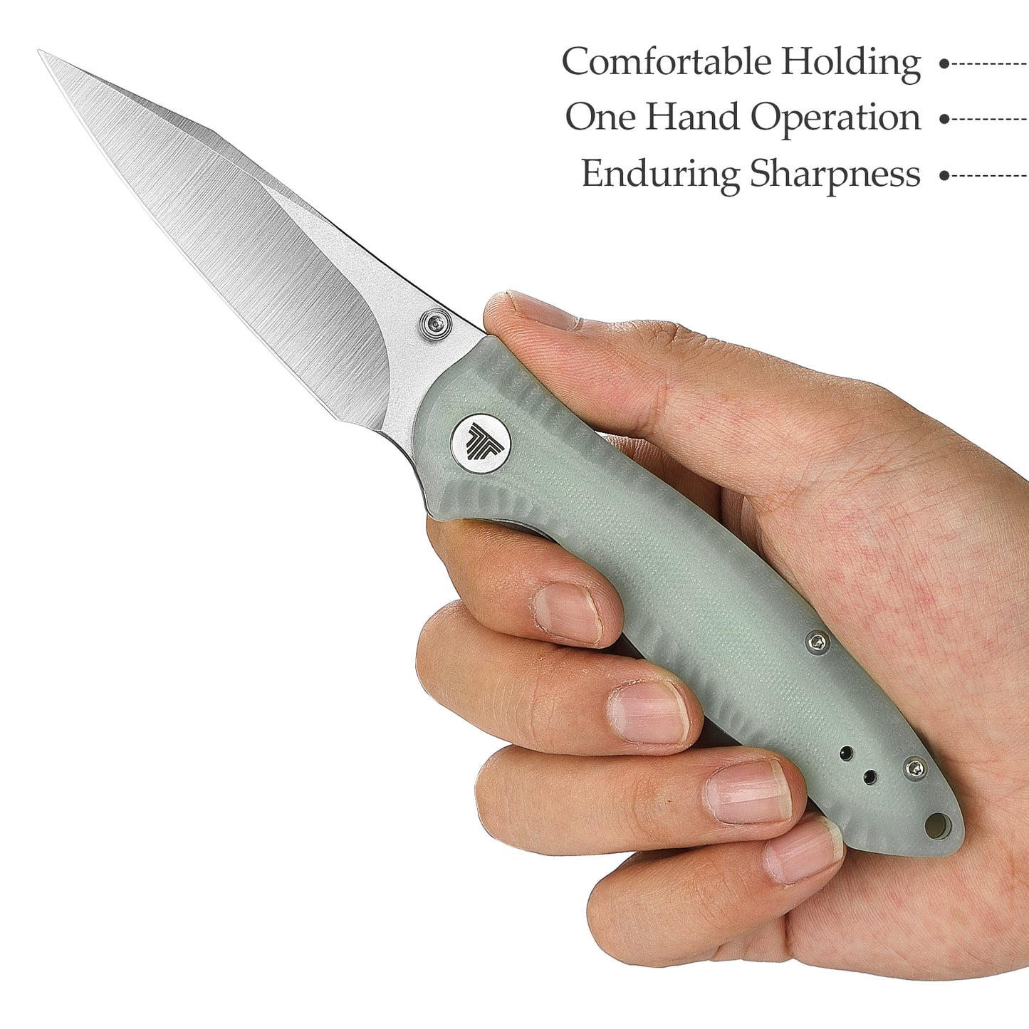 Delphinus-03 Liner Lock EDC Folding Knfe,Front Flipper 3" 14C28N Steel Blade,G10 Handle