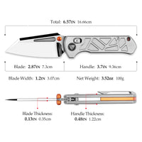 Skarn-M Crossbar Lock EDC Folding Pocket Knife,Mirror Finished 2.9'' M390 Steel Blade, Titanium Handle