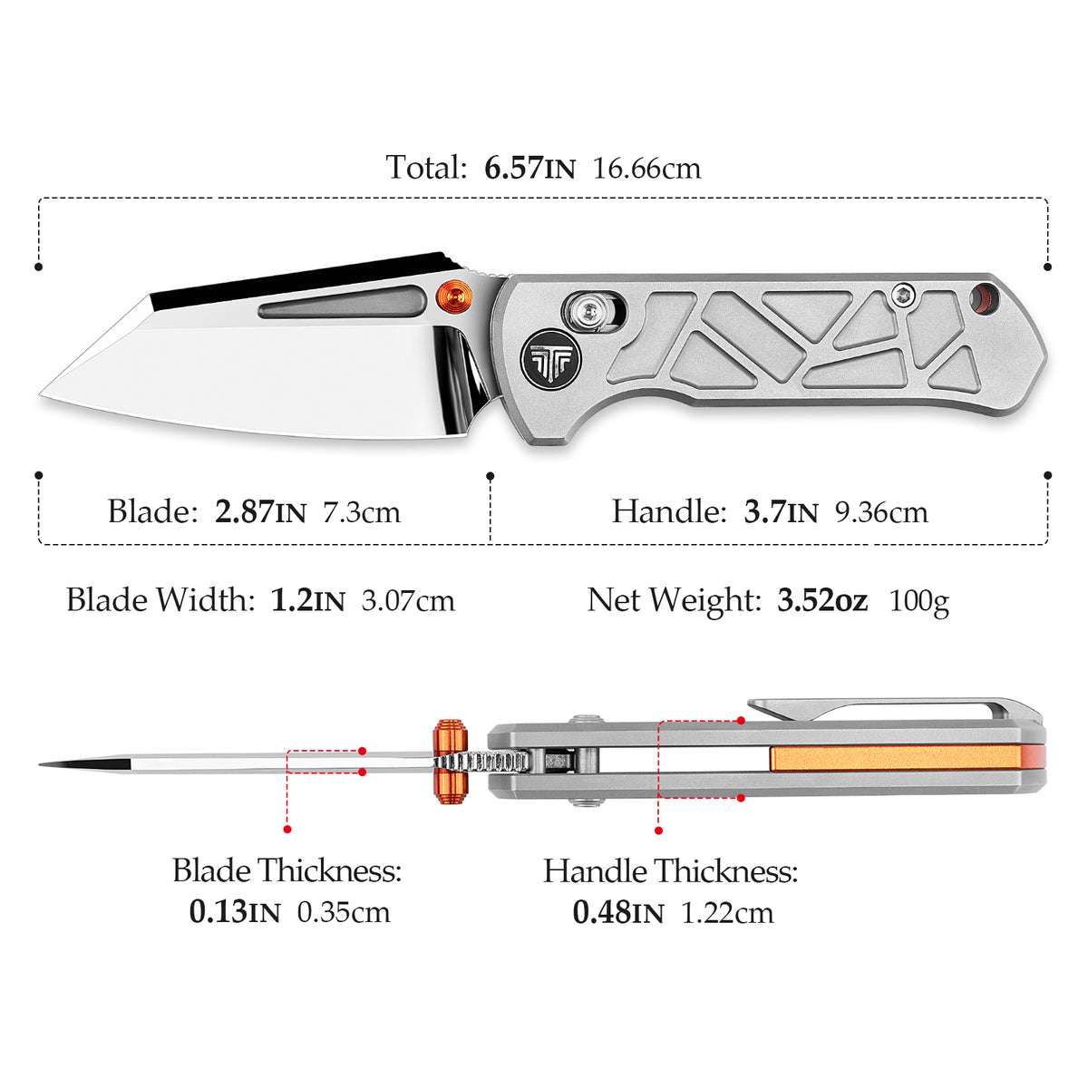 Skarn-M Crossbar Lock EDC Folding Pocket Knife,Mirror Finished 2.9'' M390 Steel Blade, Titanium Handle