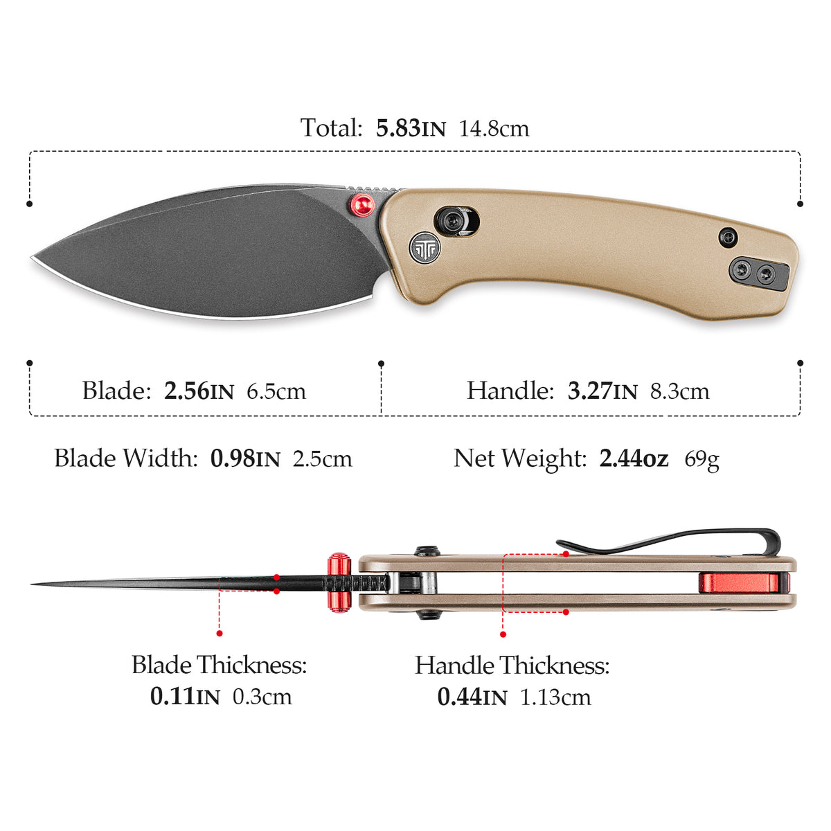 Koala Ultra-B Crossbar Lock EDC Folding Pocket Knife,2.56'' M390 Steel Blade, Titanium Handle