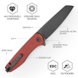 Dickybird-RG Liner Lock EDC Folding Pocket Knife 2.99'' 14C28N Steel Blade,G10 Handle