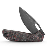 Gecko-RCB Liner Lock Folding Pocket Knife,3.4'' M390 Steel Blade,Ceramic Carbon Fiber Handle