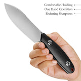 Eggplant-BG Full-tang Straight Fixed Blade Knife, 3.86‘’ 14C28N Steel Stonewash Blade, G10 Handle