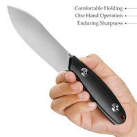 Eggplant-BG Full-tang Straight Fixed Blade Knife, 3.86‘’ 14C28N Steel Stonewash Blade, G10 Handle
