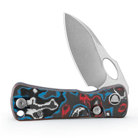 Andromeda Pro-RL Button Liner Lock EDC Folding Knfe,2.3" N690 Steel Blade,Fat Carbon Handle