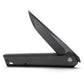 Equ-04B Flipper & Front Flipper Liner Lock,3.58" 10Cr15CoMoV Steel Black Stonewash Blade,Micarta Handle