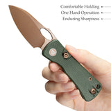 Andromeda-GM Button Liner Lock EDC Folding Knfe,2.3" 14C28N Steel Blade,Micarta Handle
