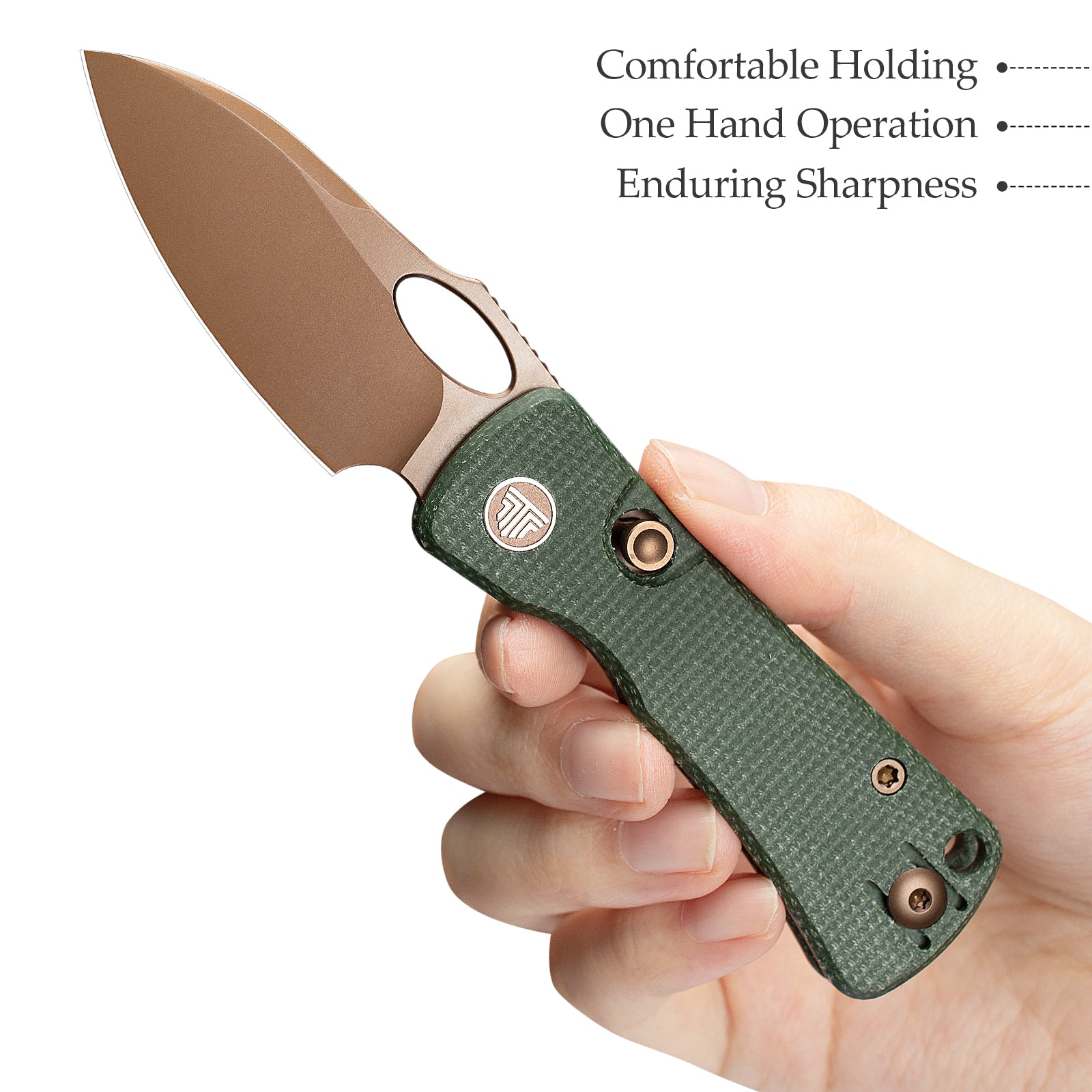 Andromeda-GM Button Liner Lock EDC Folding Knfe,2.3" 14C28N Steel Blade,Micarta Handle