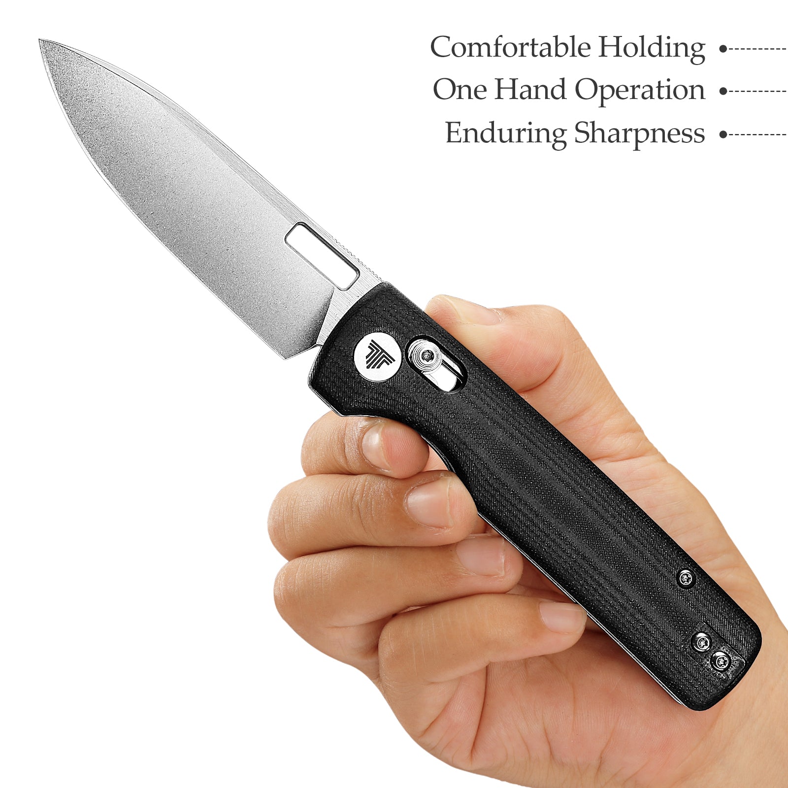 Sabretooth-BG Crossbar Lock Folding Pocket Knife,3.4'' 14C28N Steel Stonewashed Satin Blade, G10 Handle,