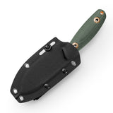 Eggplant-GM Full-tang Straight Fixed Blade Knife, 3.86‘’ 14C28N Steel Rose Gold Blade, Green Micarta Handle
