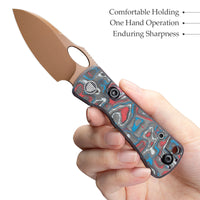 Andromeda-CRG Button Liner Lock EDC Folding Knfe,2.3" 14C28N Steel Blade,Carbon Fiber Handle