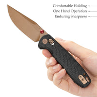 Butterfly-CG Crossbar Lock EDC Folding Pocket Knife,2.99'' 14C28N Steel Blade,Carbon Fiber G10 Handle