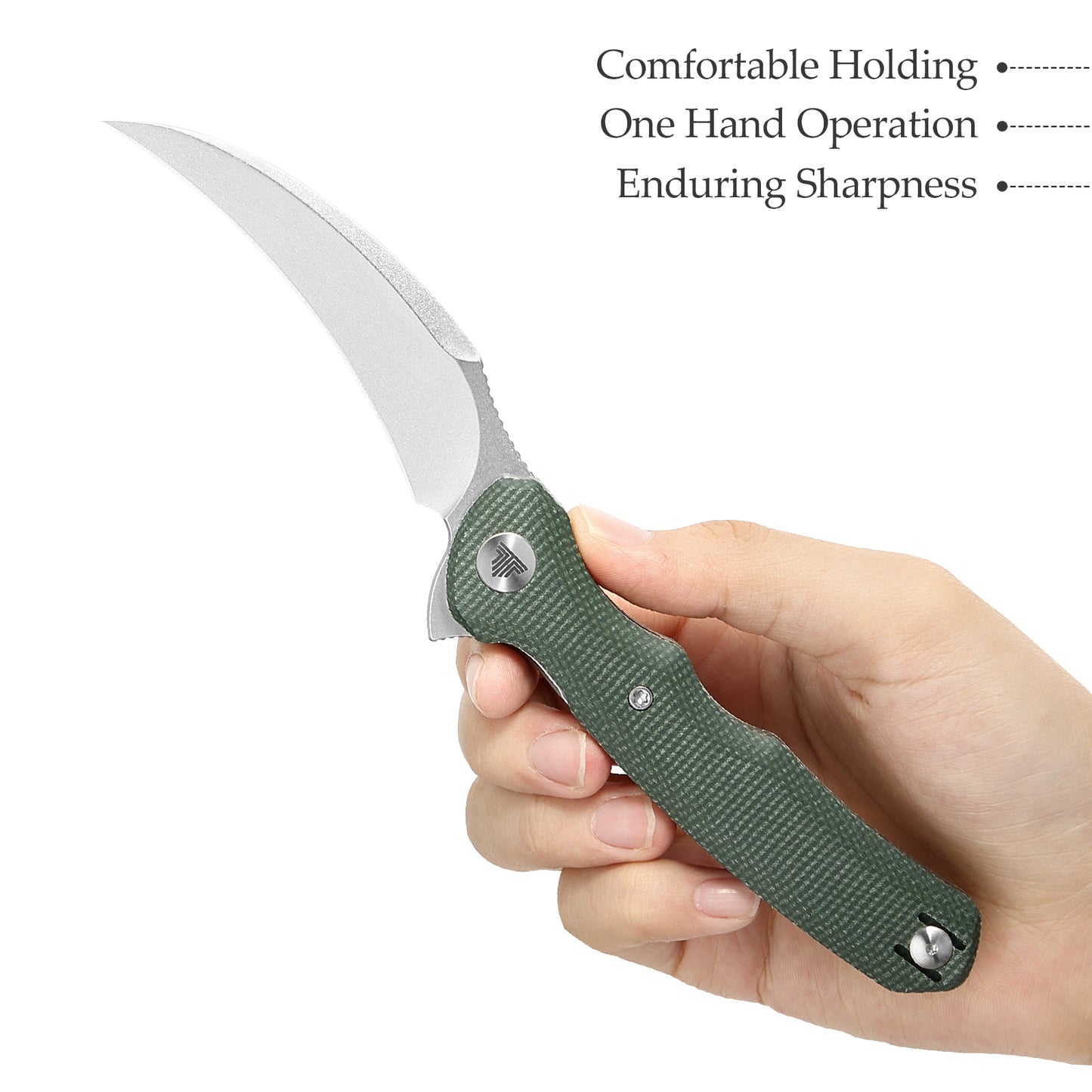 Lacerta-04G Liner Lock EDC Folding Pocket Knife3.34'' 14C28N Steel Blade,Green Micarta Handle,Tiguass Design