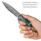 Virgo-07L Handmade Folding Pocket Knife,3.62in 67 Layers Damascus Steel Blade,Resin & Wood Handle with Clip