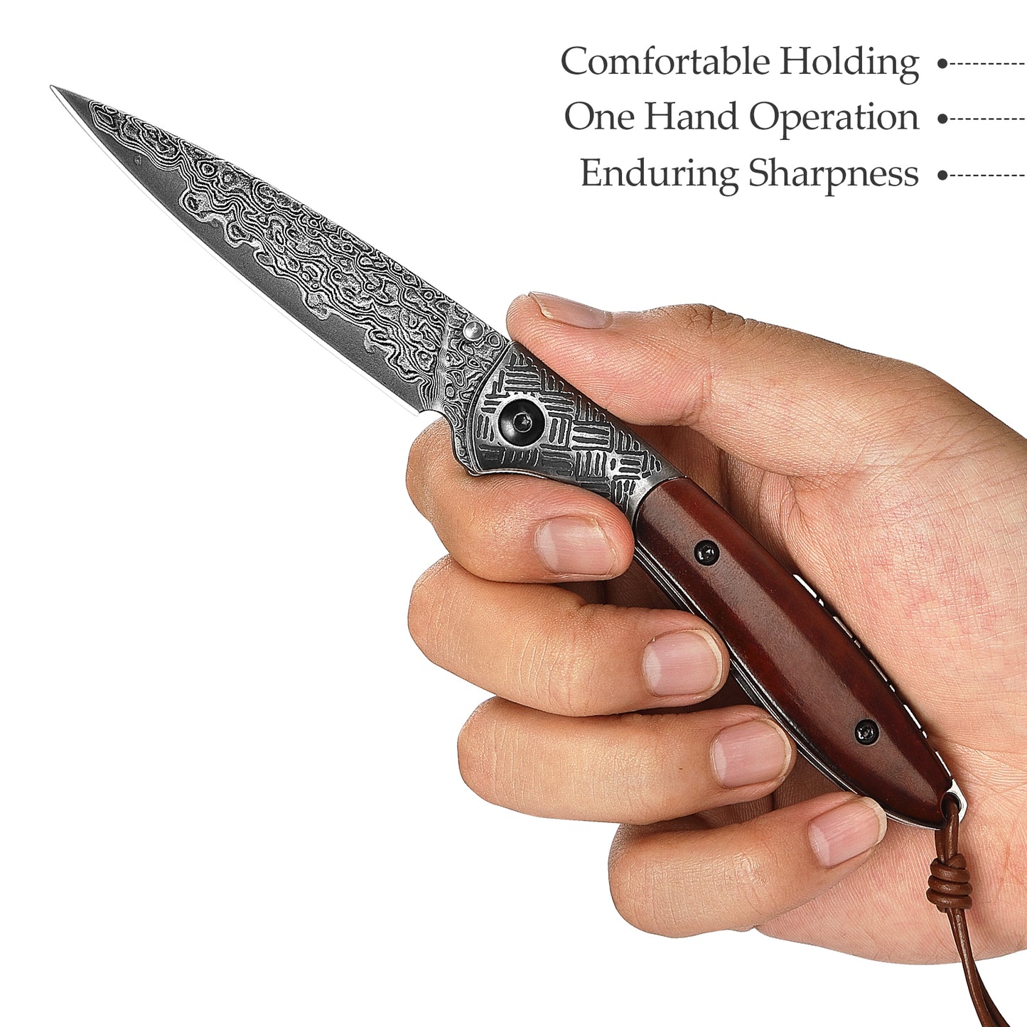 Piscis Austrinus-02B Handmade Pocket Knife,3.15in 67 Layers Damascus Steel Blade,Bone Handle