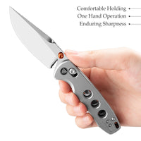 Butterfly Ultra-M Crossbar Lock EDC Folding Pocket Knife,2.99'' Mirror Finished M390 Steel Blade,Titanium Handle