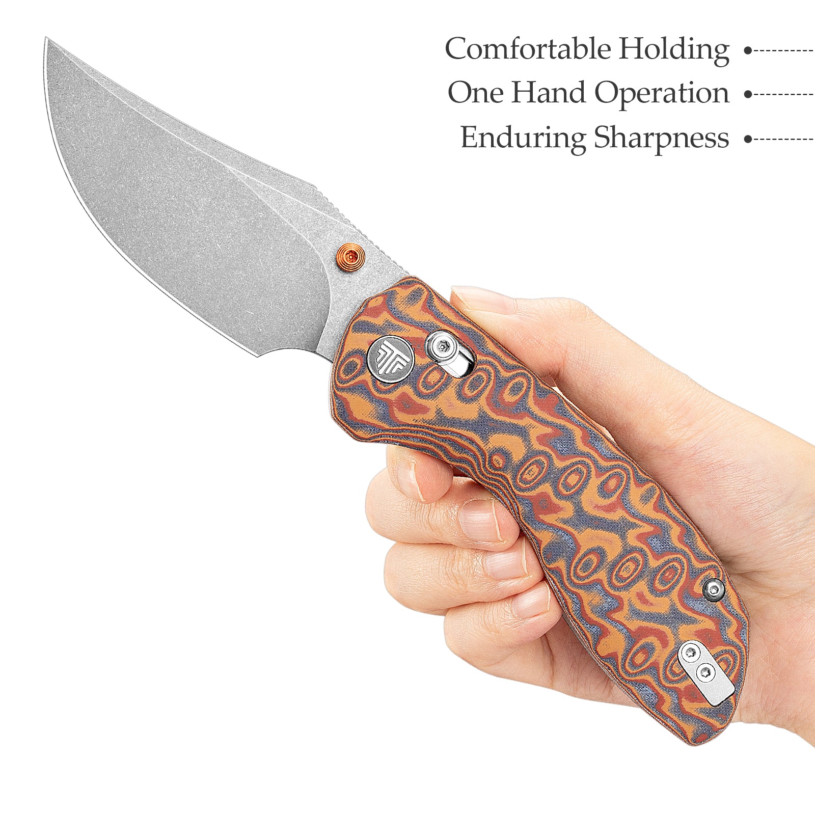 Hippo-RLYM Crossbar Lock EDC Folding Pocket Knife,3.4" 14C28N Steel Blade,Micarta Handle