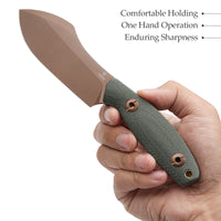 Pumpkin-GM Full-tang Straight Fixed Blade Knife, 3.9‘’14C28N Steel Stonewash Blade, Micarta Handle