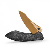 Rhino-RG Frame Lock EDC Folding Pocket Knife, 3.2'' M390 Steel Blade, Carbon Fiber Titanium Handle