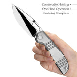 Gecko-M Liner Lock Folding Pocket Knife,Mirror Finished 3.4'' M390 Steel Blade,Titanium Handle