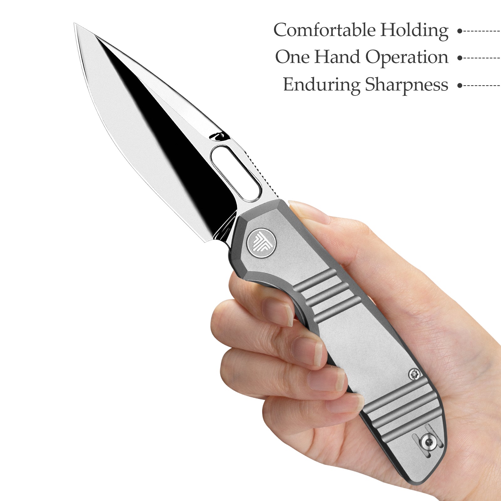 Gecko-M Liner Lock Folding Pocket Knife,Mirror Finished 3.4'' M390 Steel Blade,Titanium Handle