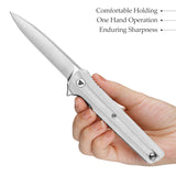 Seagu11-W Liner Lock  Folding Pocket Knife 3.4'' 14C28N Steel Blade,G10 Handle